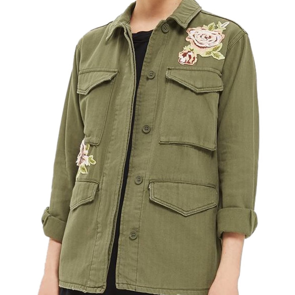 TOPSHOP Ethan shirt with rose appliqué